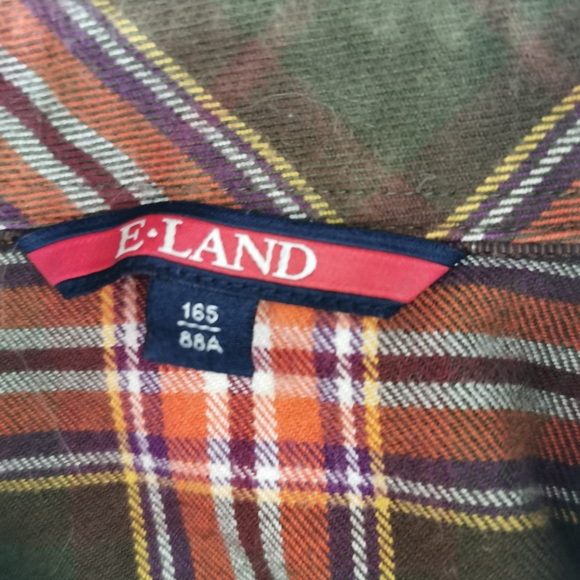 ELand Plaid Green & Orange Flannel Shirt - Picture 6 of 9